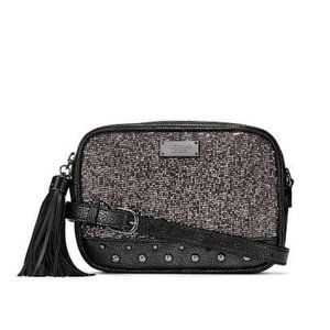 Victoria's Secret Black Sequin Convertible Crossbody Bag, Black, NWT